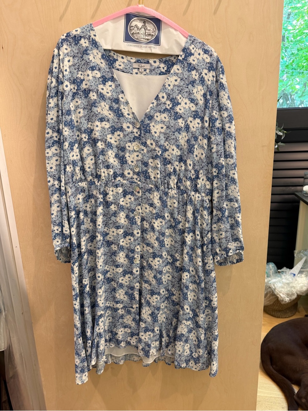 Rails Blue and White Floral V-Neck Button-Front Tunic